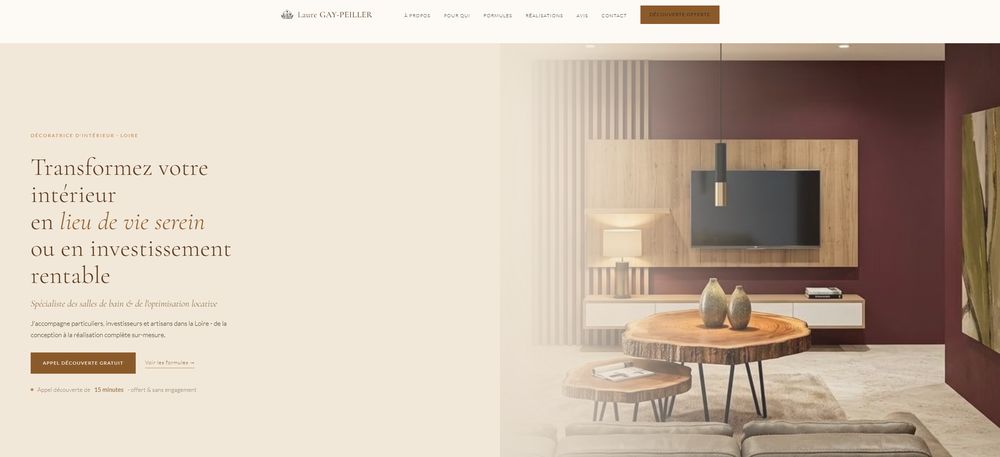 Site réalisé pour Laure Gay-Peiller, décoratrice d'intérieur